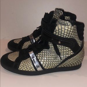 Barbara Bui Hidden Wedge Python Sneakers